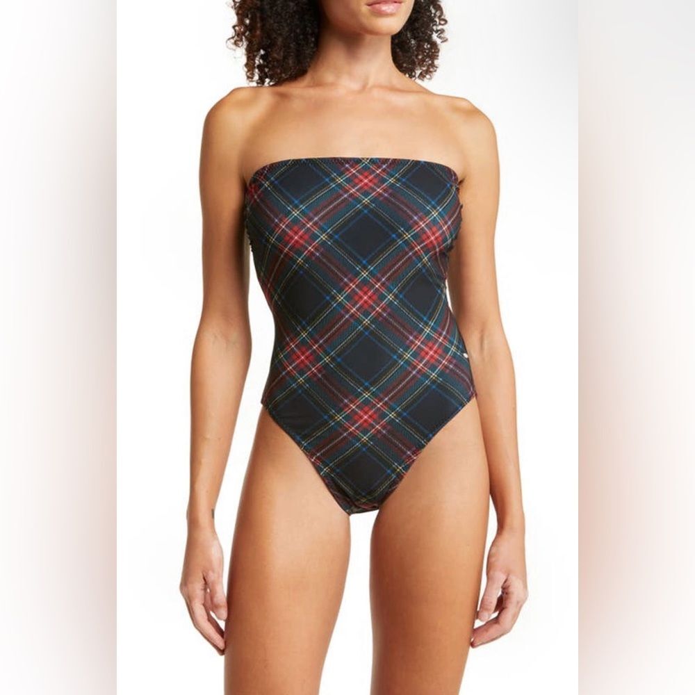 Norma Kamala Bishop Black Tartam Plaid Swimsuit XXS NWT
